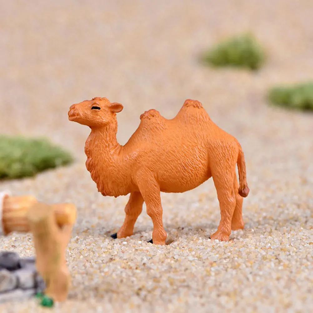 

8pcs Mini Plastic Decorative Animal Desktop Ornament Micro Landscape Decoration Small Cartoon Camel Statues Tiny