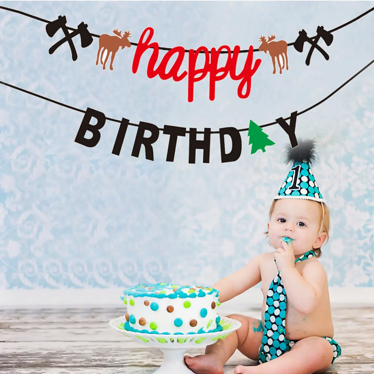 

Cartoon Patterned Birthday Banner Streamer Hanging Decoration Party Wall Window Tree Door Bunting Flags Non-Woven Fabric