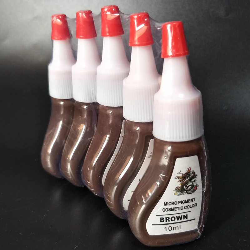 5Pcs 10ML Microblading Tattoo Pigments Paint Ink For Eyeliner Lips Eyebrows Semi Permanent Body Art Makeup Supplies