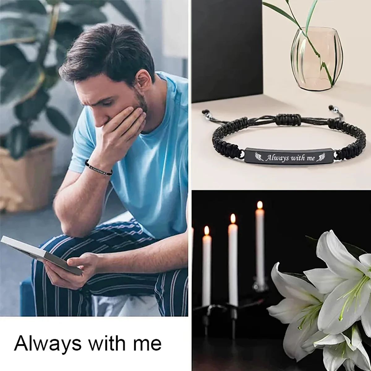 Gebogenes Armband aus Edelstahl mit Flechtmuster - Verstellbarer Urnen-Schmuck für Asche – Detail 7