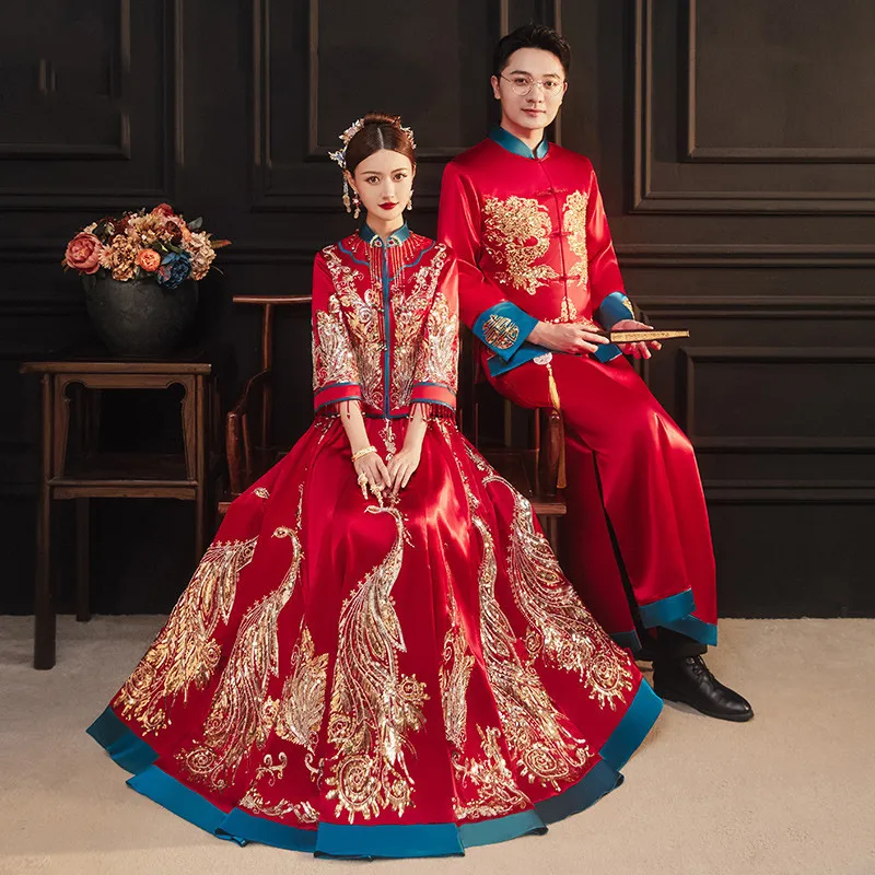 Yourqipao Chinese Wedding Dresses 2023 New Women China Ancient Custumes Xiuhe Bridal Gowns Gorgeous Robe De Soiree Mariage Sets