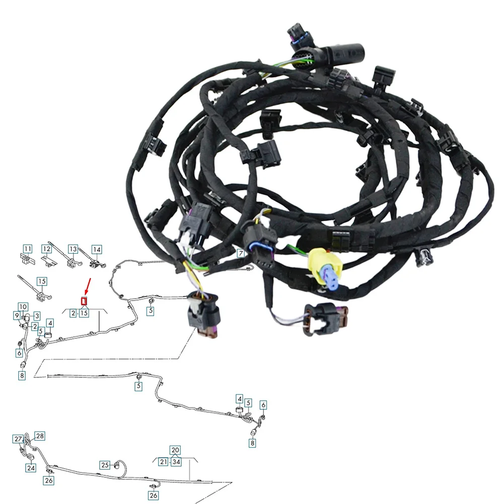 4M0971095AF Front Bumper Wiring Harness For -Audi -Q7 2016-2022 Black ABS Wear-Resistant Non-Deformable Auto Electronic Part