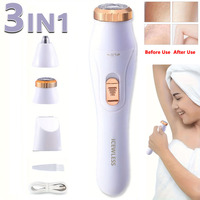 3 in 1 Electric Razor for Women Shaver Lady Shaver Body Hair Trimmer for Armpit Bikini Arm Leg Face Mustache Portable Painless