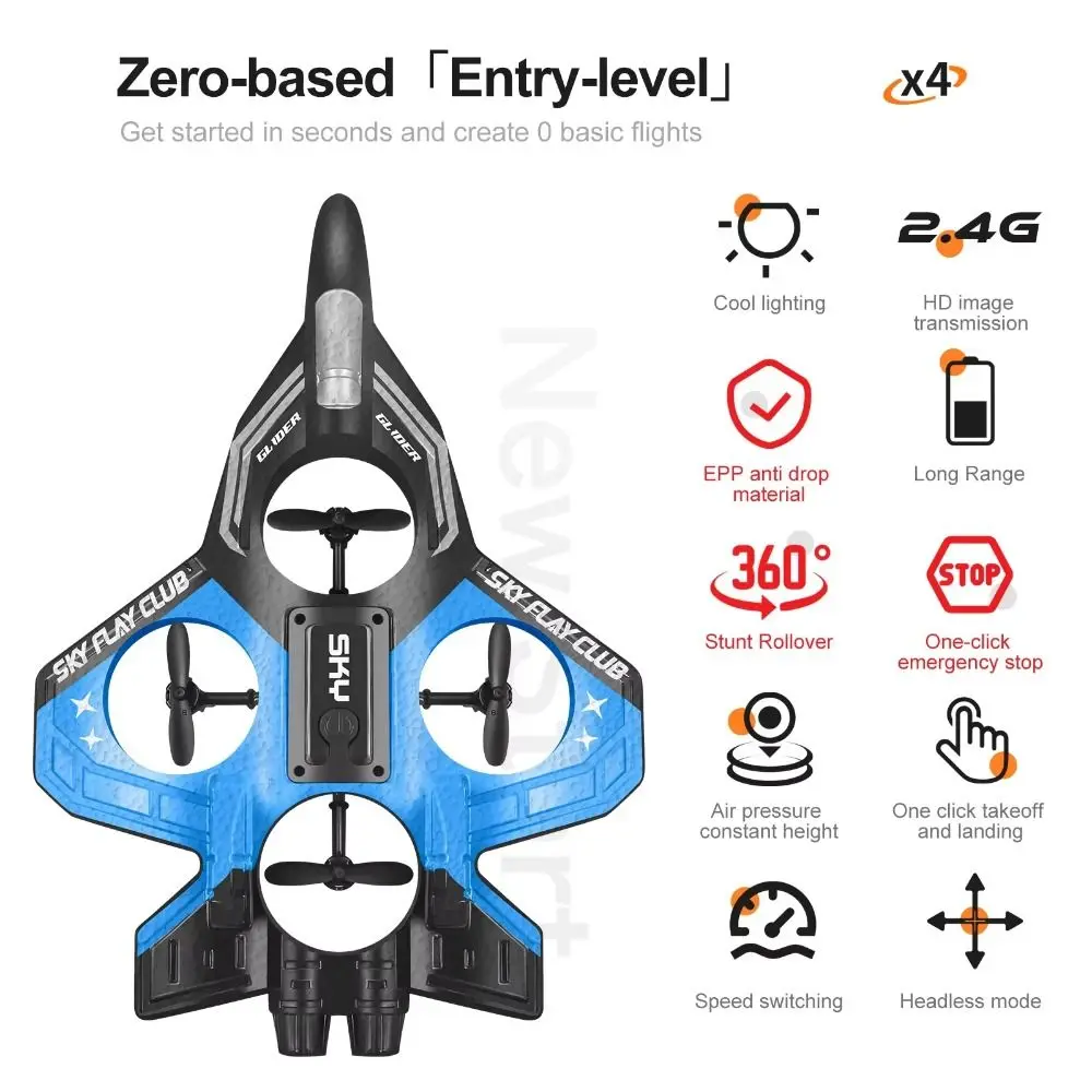 S83 Foam Aircraft Drone: 4-Axis Remote Control, LED Lights, Roll & Height Setting, Impact Resistant Aerial Stunt Toy for Kids