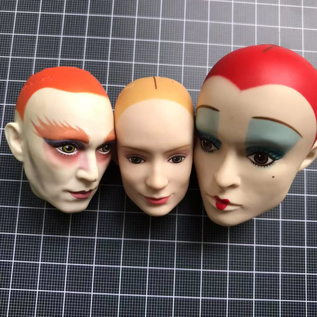 

DISNEY Doll Bald Heads Red Hair King Queen Alice Doll Heads With Makeup DIY Dressing Doll Parts DIY Dressing Doll Accessories