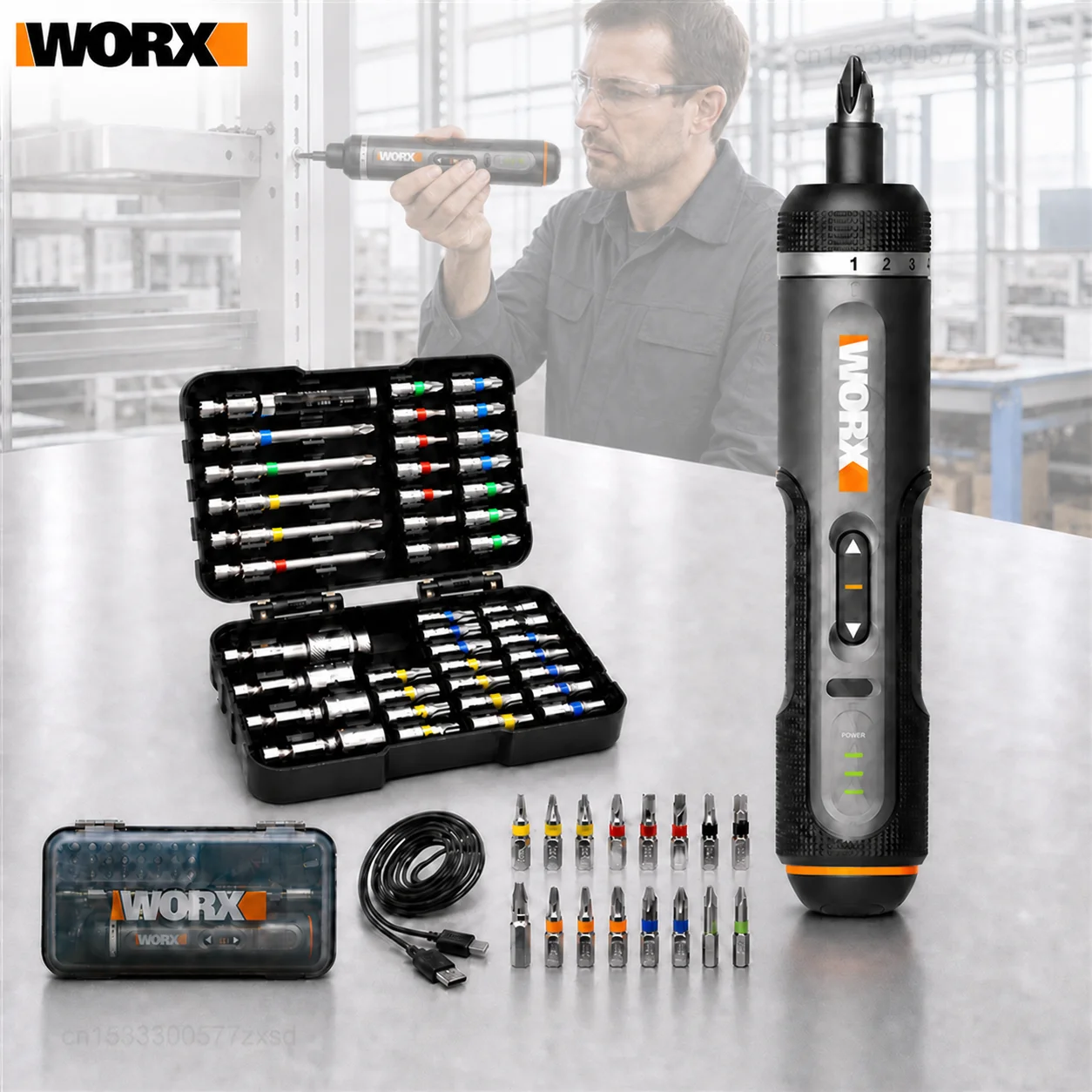 electrical-screwdriver-set-worx-4v-wx242-smart-cordless-electric-screwdrivers-usb-rechargeable-handle-drill-30-bit-sets-tools