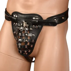 Men Leather Chastity  With Lock Penis Cage Chastity Strap Device Bdsm Peny Toys