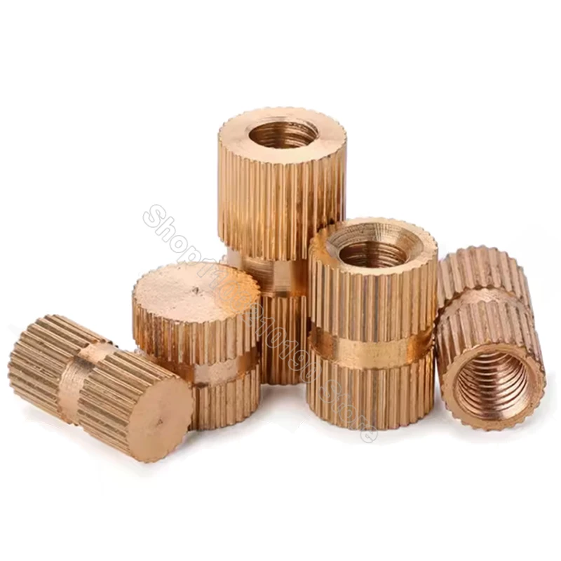 

5-50pcs Type B Solid Brass Blind Hole Injection Molding Knurled Nuts M5 M6 M8 Single Pass Blind Hole Thread Insert Embedded Nut