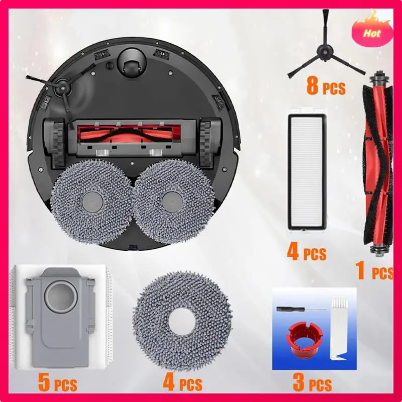 Kit de limpieza de robot de limpieza AD para kit de accesorios Roborock Q Revo, que incluye cepillo principal, almohadilla de fregona, cepillo lateral, filtro Hepa, etc.