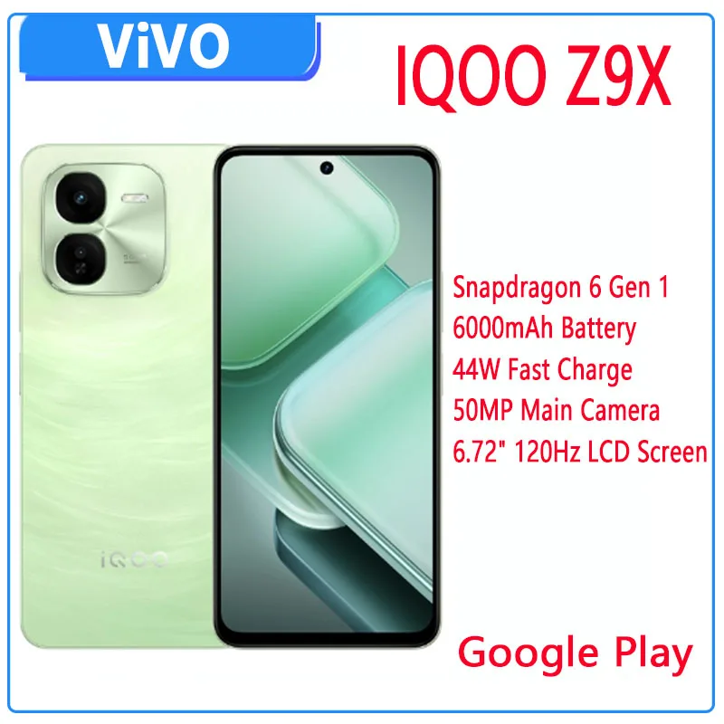 Новинка, смартфон VIVO IQOO Z9x, задняя камера 50 МП, 6000 мАч, 44 Вт, VOOC, 6,72 дюйма, 120 Гц