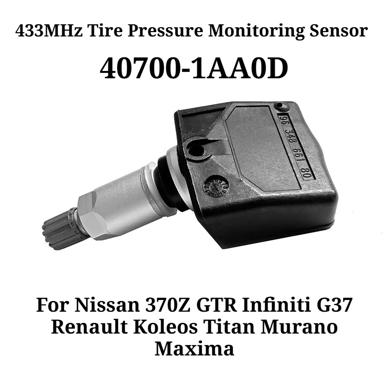 4個入り-40700‑1aa0d-433mhz-tpms-タイヤ空気圧監視センサー-日産370z-gtr-インフィニティg37-ルノー-コレオス-タイタン-ムラノ-マキシマ用