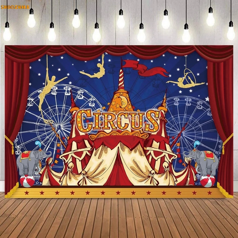 Circus Theme Party Backdrop Decor Newborn Baby Birthday Circus Carnival Clown Play Show Children Portrait Photography Background