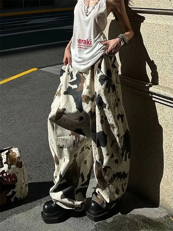 

Свободные женские джинсы с широкими штанинами, высокой талией, прямым кроем, повседневные брюки с изогнутым дизайном, в стиле кэжуал, из полиэфирного волокна, немнущиеся