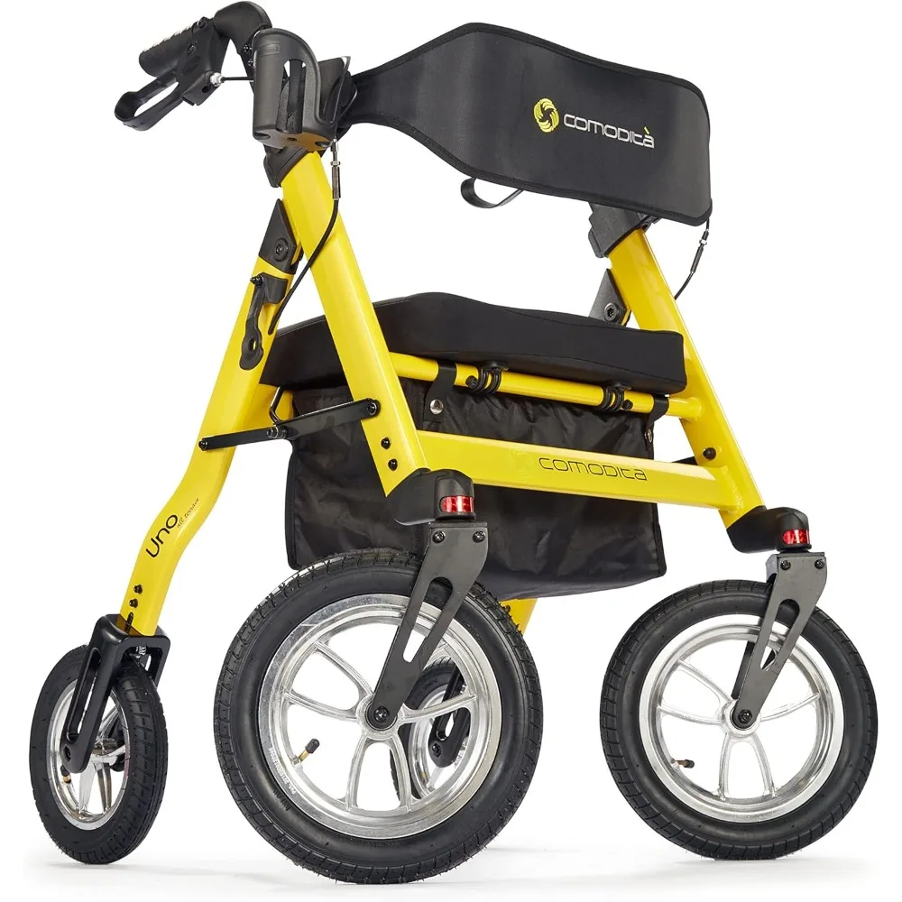 

Uno All Terrain Rolling Walker with Pneumatic Tires, Wheeled Rollator with Orthopedic Extra Wide Seat and Brakes for Adults