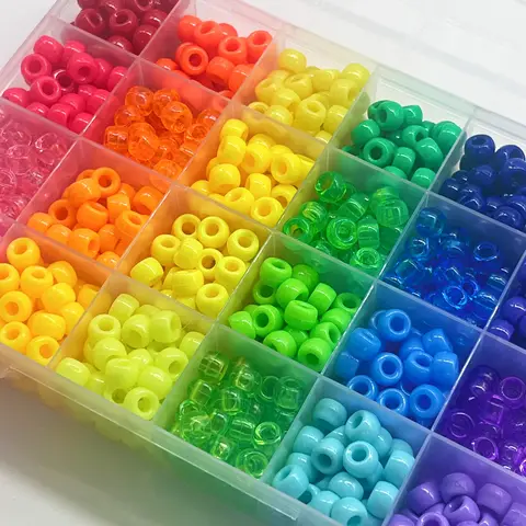 Pony Beads for Friendship Bracelet Making Kit 24 Colors Kandi Beads Set, 720pcs Plastic Rainbow Bulk and 980pcs Letter Beads wit