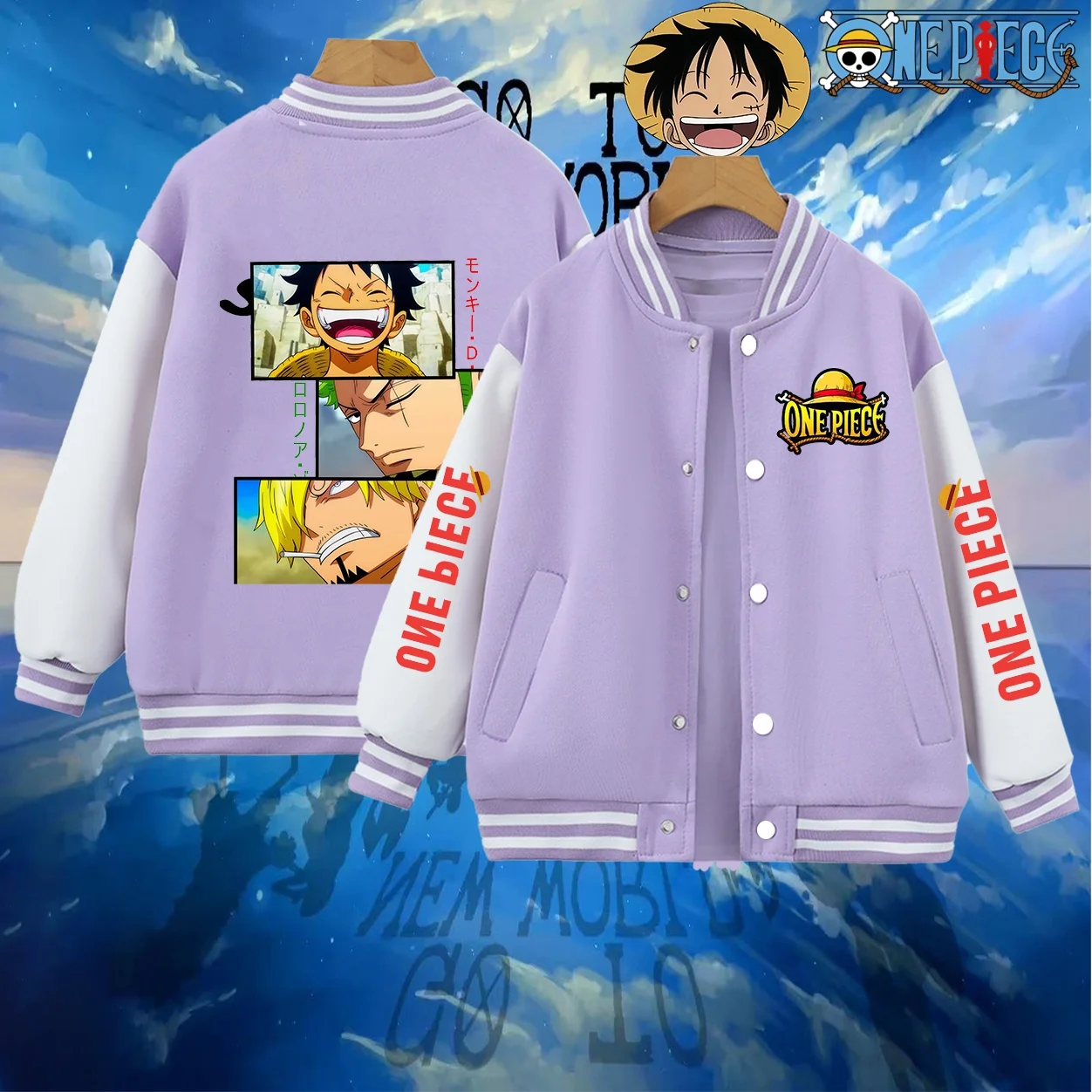 

Autumn Winter One Piece Children Kids Jacket Boys Luffy Zoro Fashion Hoodie Clothes Streetwear Sport Outerwear Baseball Uniform