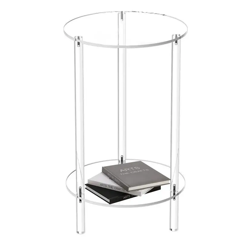 

Modern Round End Drink Table Acrylic Tabletop Side Table Transparent Small Round End Table For Living Room Bedroom Decoration