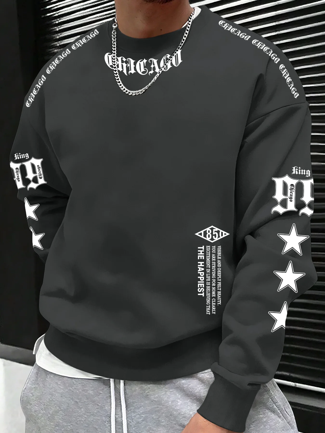 Autumn and winter men's round-neck sweater with letter printing warm comfortable casual fashionable street wear