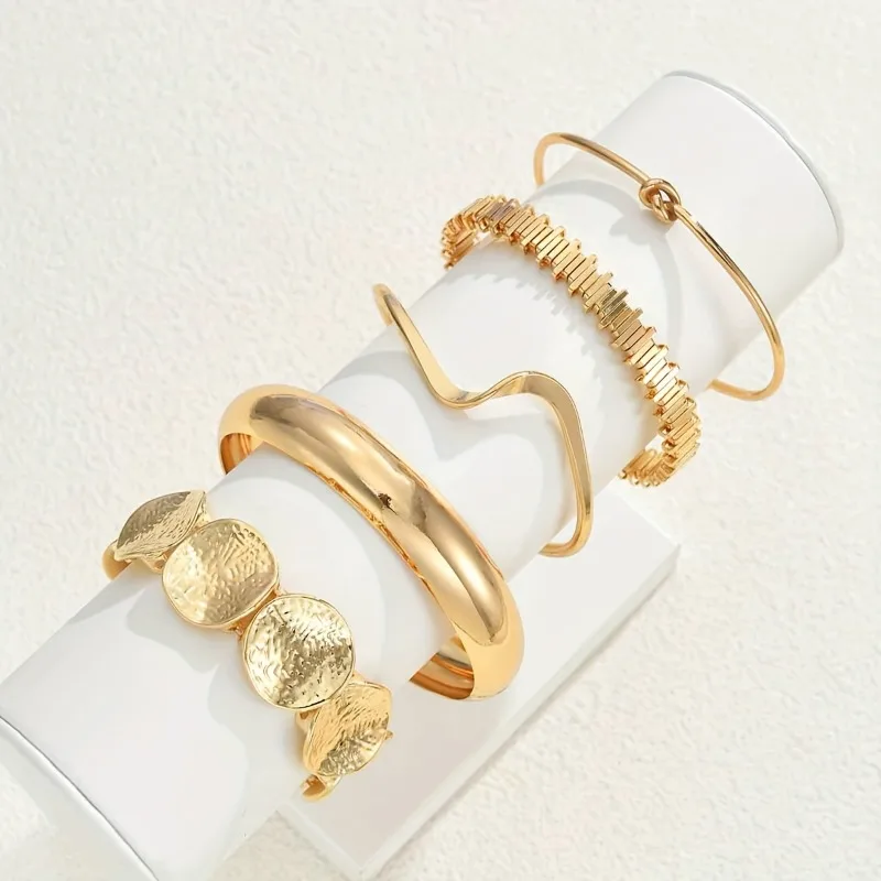 5pcs Stylish Versatile Irregular Geometric Wave Knot Bracelet Set for Women, Perfect for Daily Wear and Holiday Gifts
