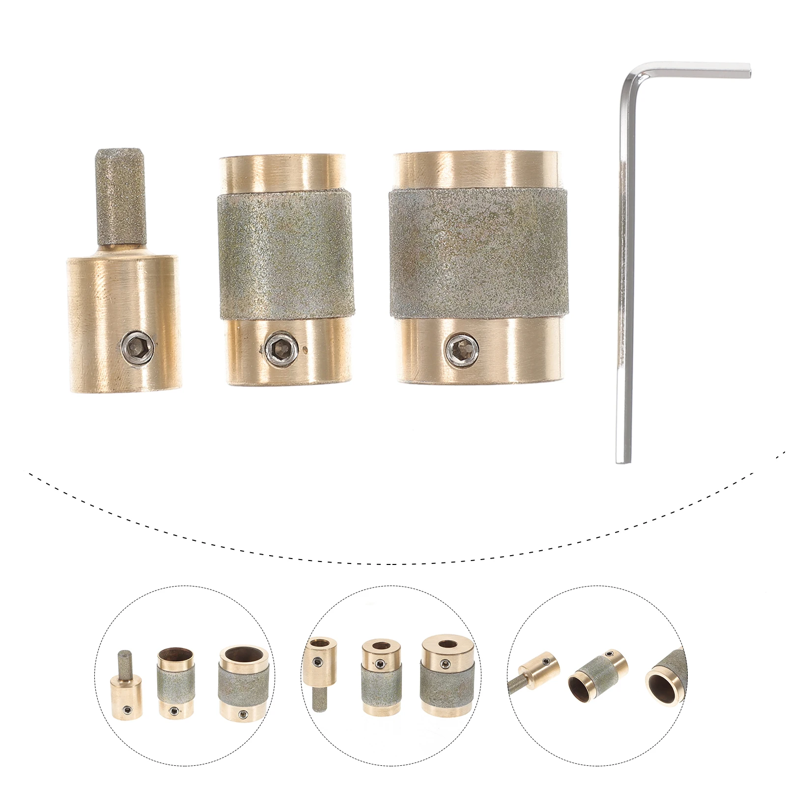 3 Sizes 1 3/4 1/4 Inch Glass Diamond Grinding Heads Copper Core Bits Tools for Stained Glass Tile Stone Crafts