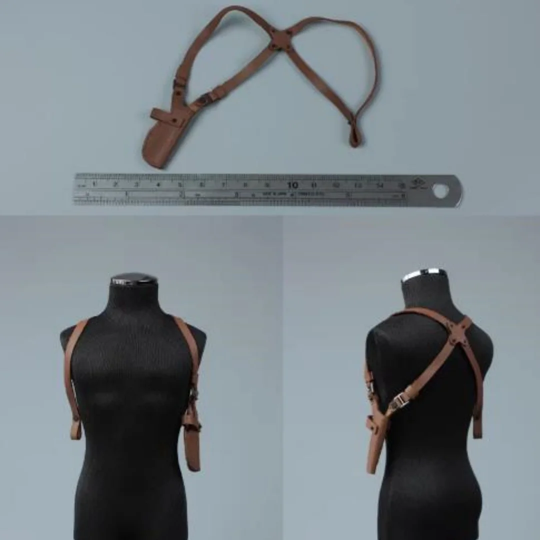 

1/6 Soldier leather belt Gun backpack holster for 12inch Action Figure Model Toy