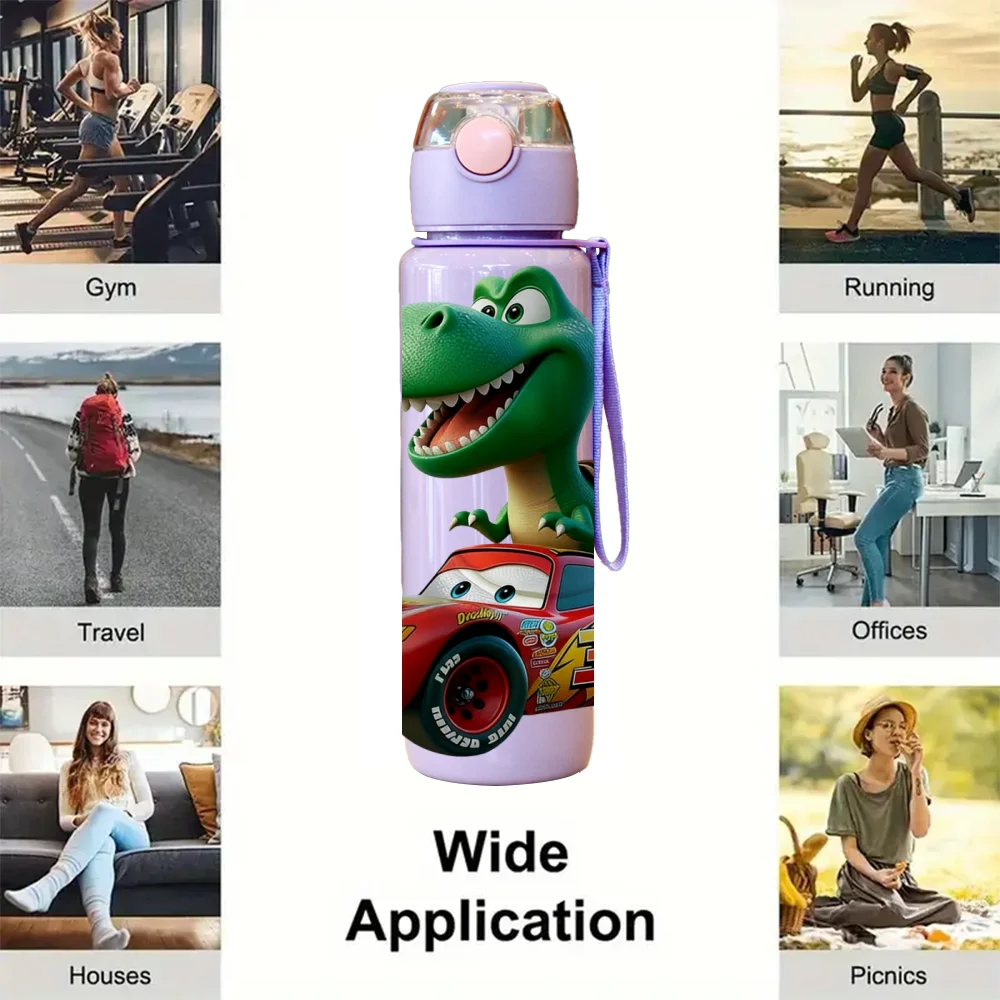 زجاجة مياه كرتونية ثلاثية الأبعاد بتصميم ديناصور وسيارة من ديزني - لطيفة وذات سعة كبيرة، مفضلة لدى الأطفال، هدية مثالية، مقاومة للبهتان