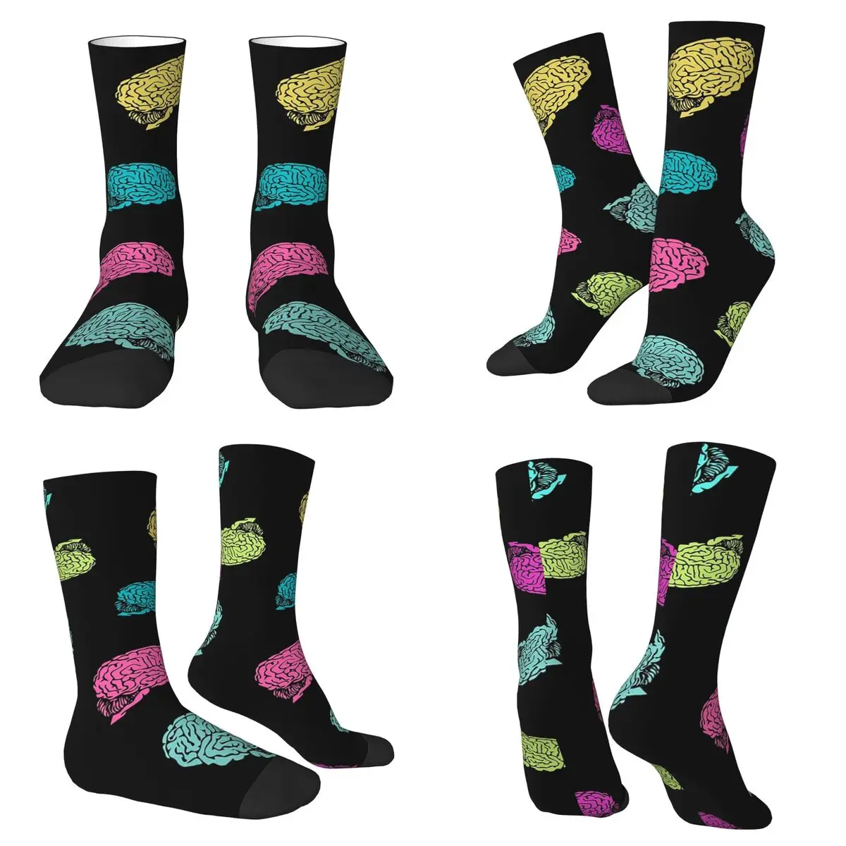 Colorful Brain Artistic Vision Socks Harajuku High Quality Stockings All Season Long Socks for Man Woman Valentine's Day Gifts