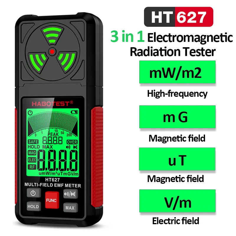 

3 в 1 детектор электромагнитного поля излучения тестер Измеритель ЭМС Многофункциональный ручной портативный радиочастотный предупредительный измеритель