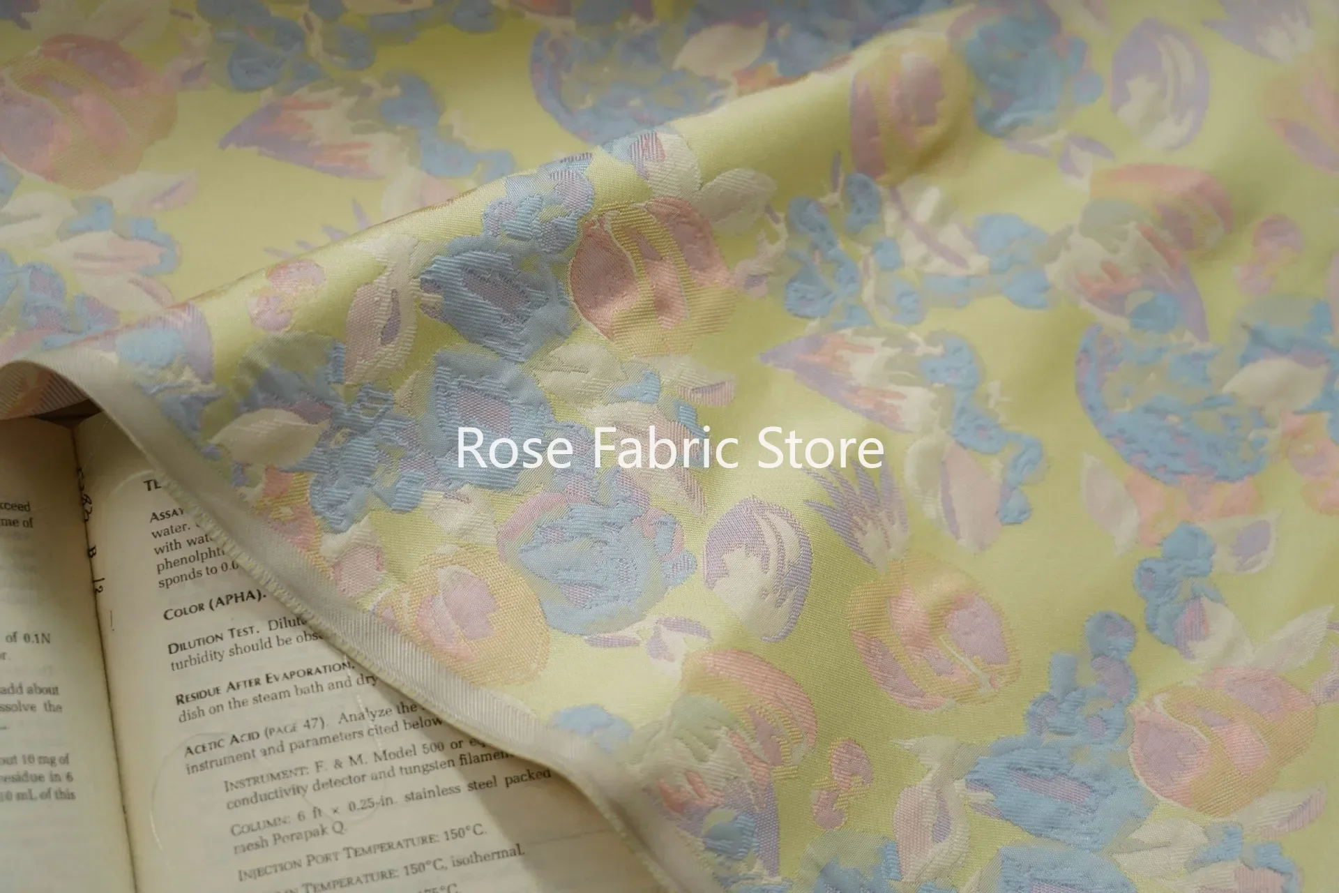 1 Meter  Fresh Yellow Woven Jacquard Fabric Women's Dress Fluffy Skirt Bag Decorative Sewing Fabric