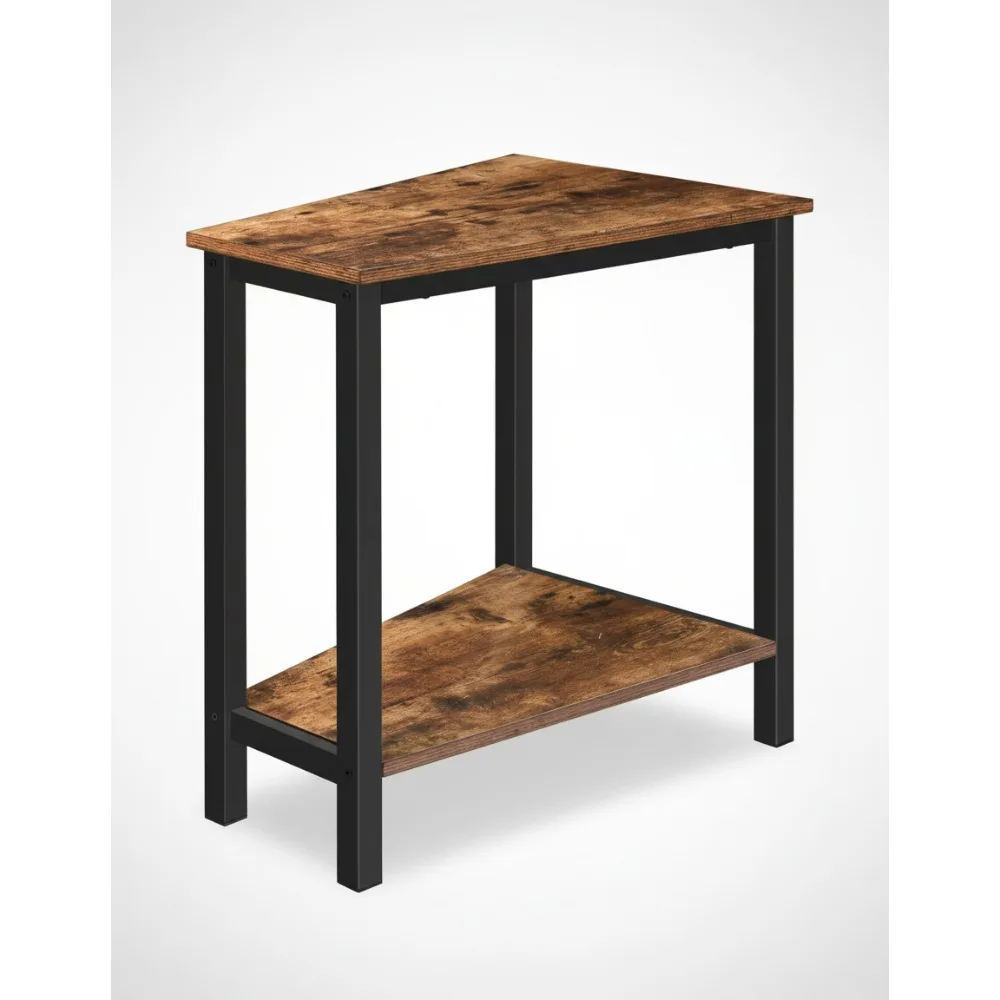 

Промышленный треугольный столик с местом для хранения вещей, угловой столик для небольших помещений, гостиной и квартиры, коричневый в деревенском стиле