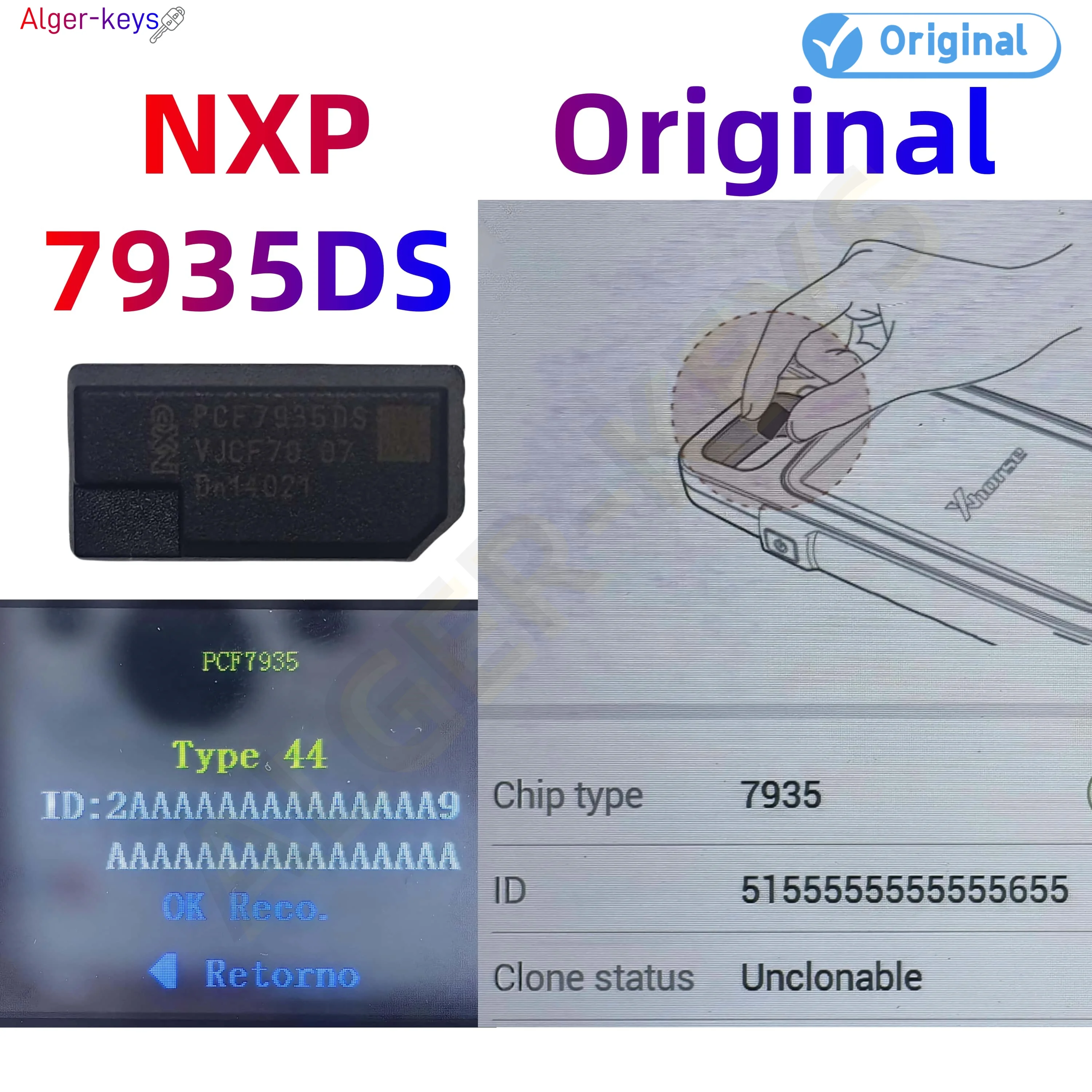 Alger-keys Original NXP PCF7935 ID44 PCF7935DS Chip Transponder Aftermarket PCF7935AA Chip For BMW Car Keys