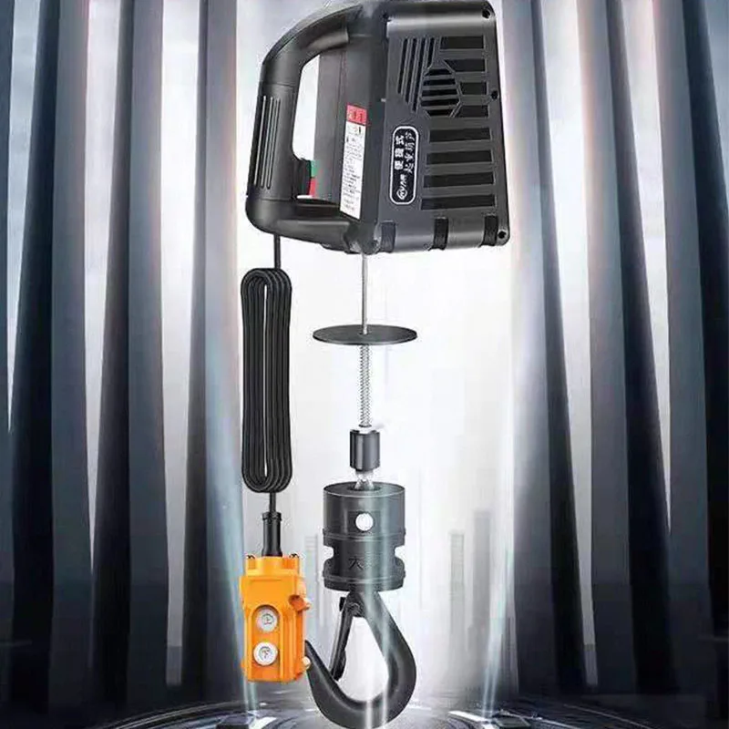 Electric Hoist Lift Portable Small Crane Electric Winch with Remote Control, Steel Wire Rope Lifting Hoist
