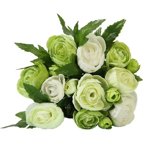 Dekorsende Artificial Peony Hand Bouquet White Green