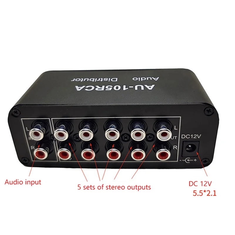 【Buy Now】2X Stereo Audio Mixer 1 Input 5 Output Multi-Channel Audio Source Distributor RCA Interface For Power Amplifiers