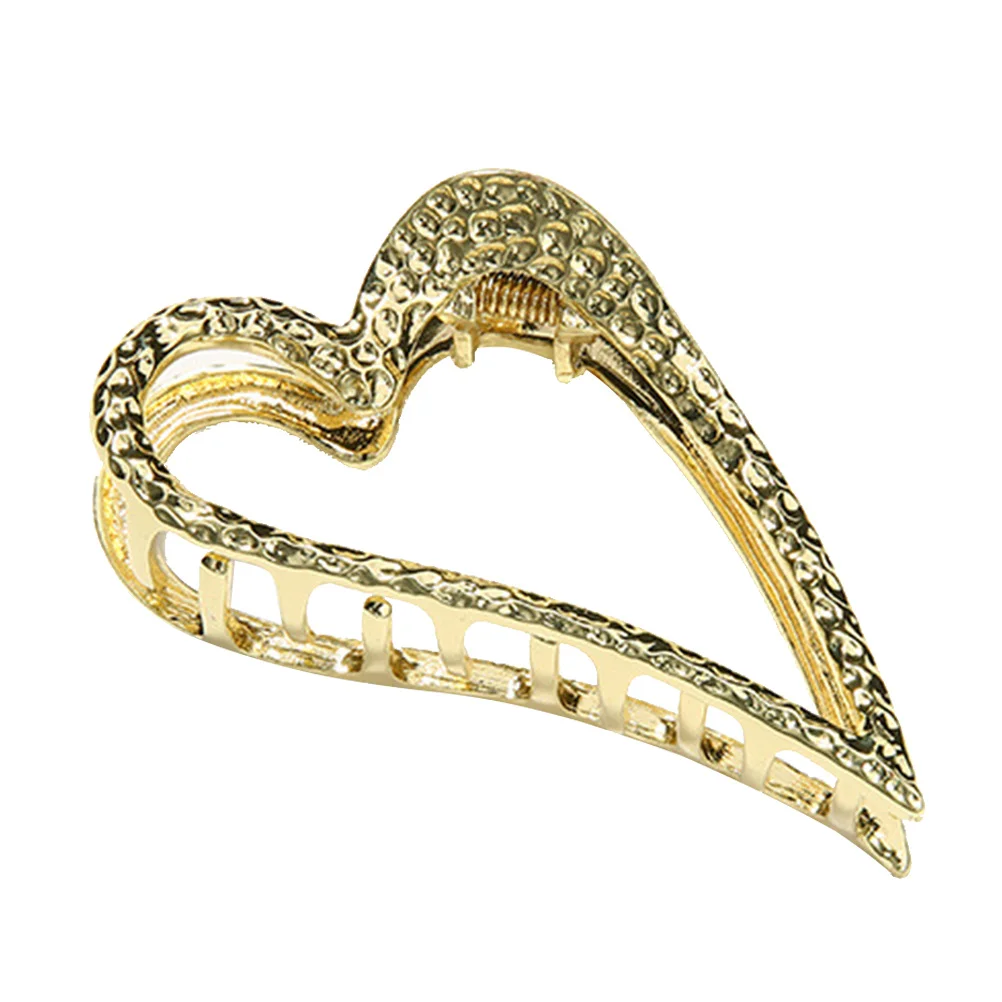 

Металлический полый коготь для волос в форме сердца, золотой, стильный, прочный, легкий, сильная фиксация для душа, работы по дому, День святого Валентина, матери