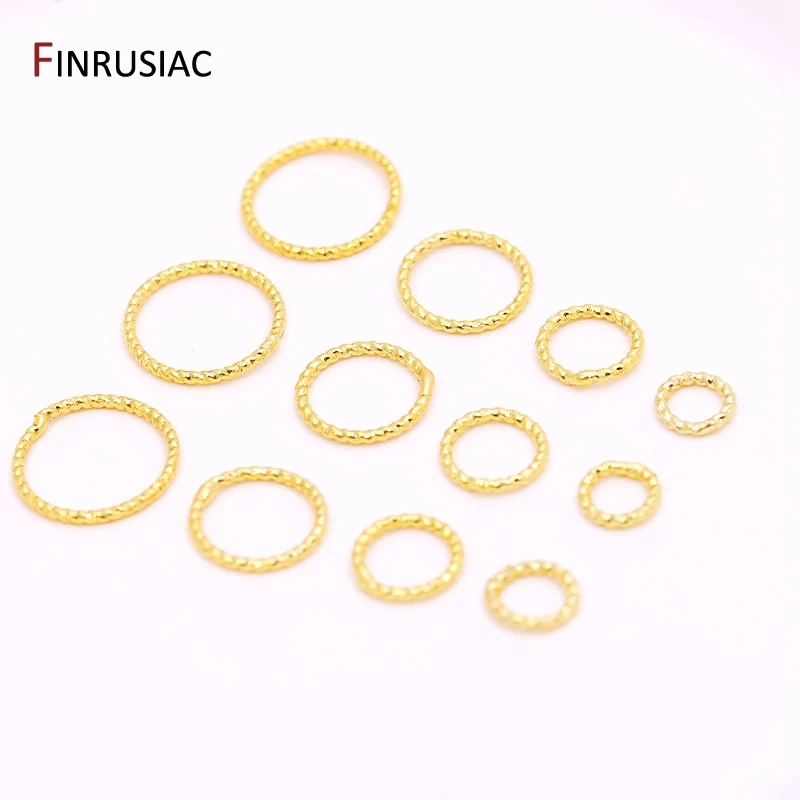 4 Sizes 18K Gold Plated Brass Metal Round Twist-Style Closed Rings DIY Jewelry Making Supplies Accessories Wholesale