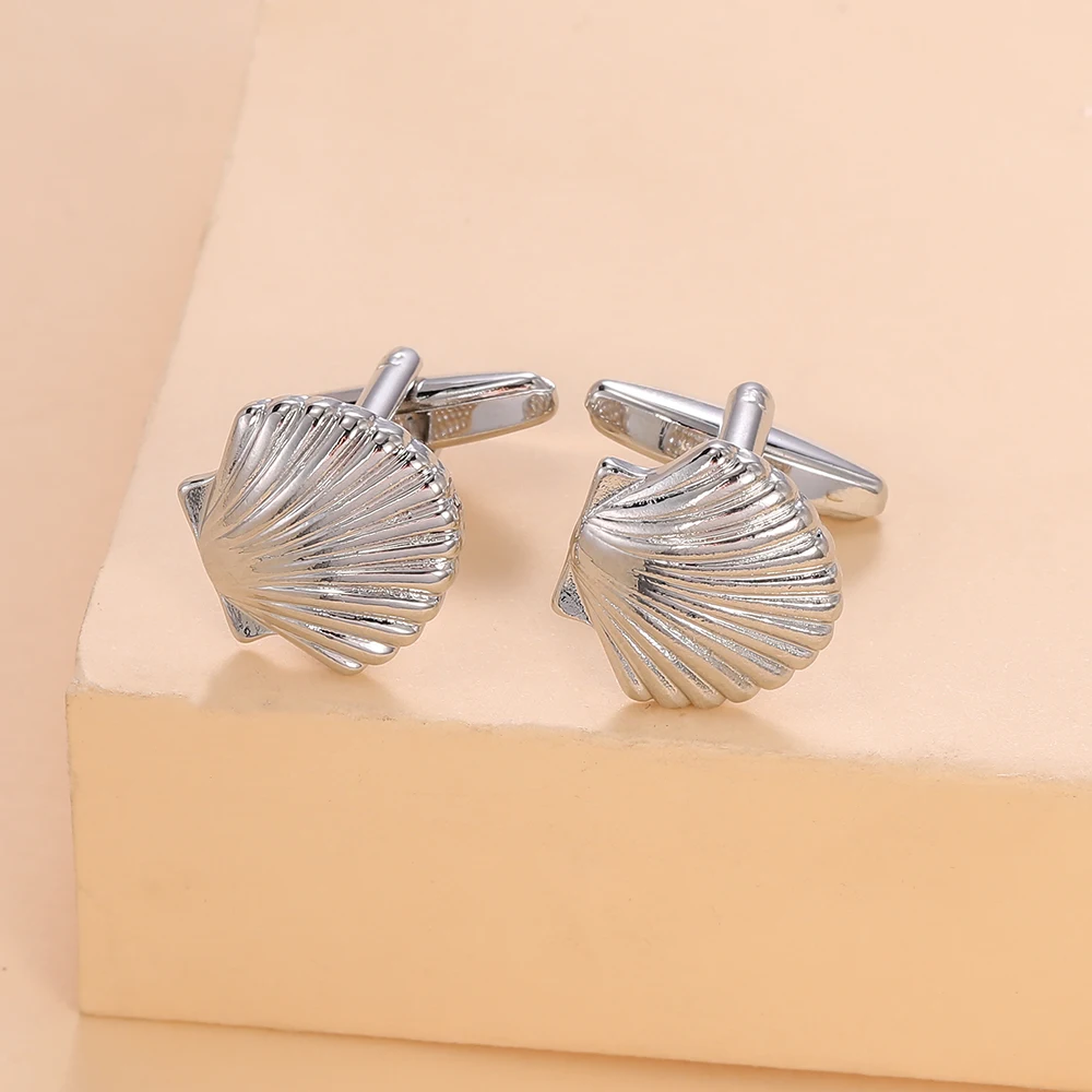 Funny Scallop Shaped Mens Cufflinks Marine Animal Seafood Design Sleeve Button