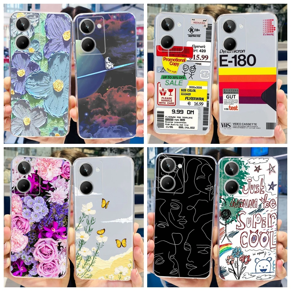 For Realme 10 Pro Plus Case Cute Fashion Patterns Clear Silicone Soft Phone Cover For Realme10 Pro+ 4G 2022 Funda RMX3630 Bumper