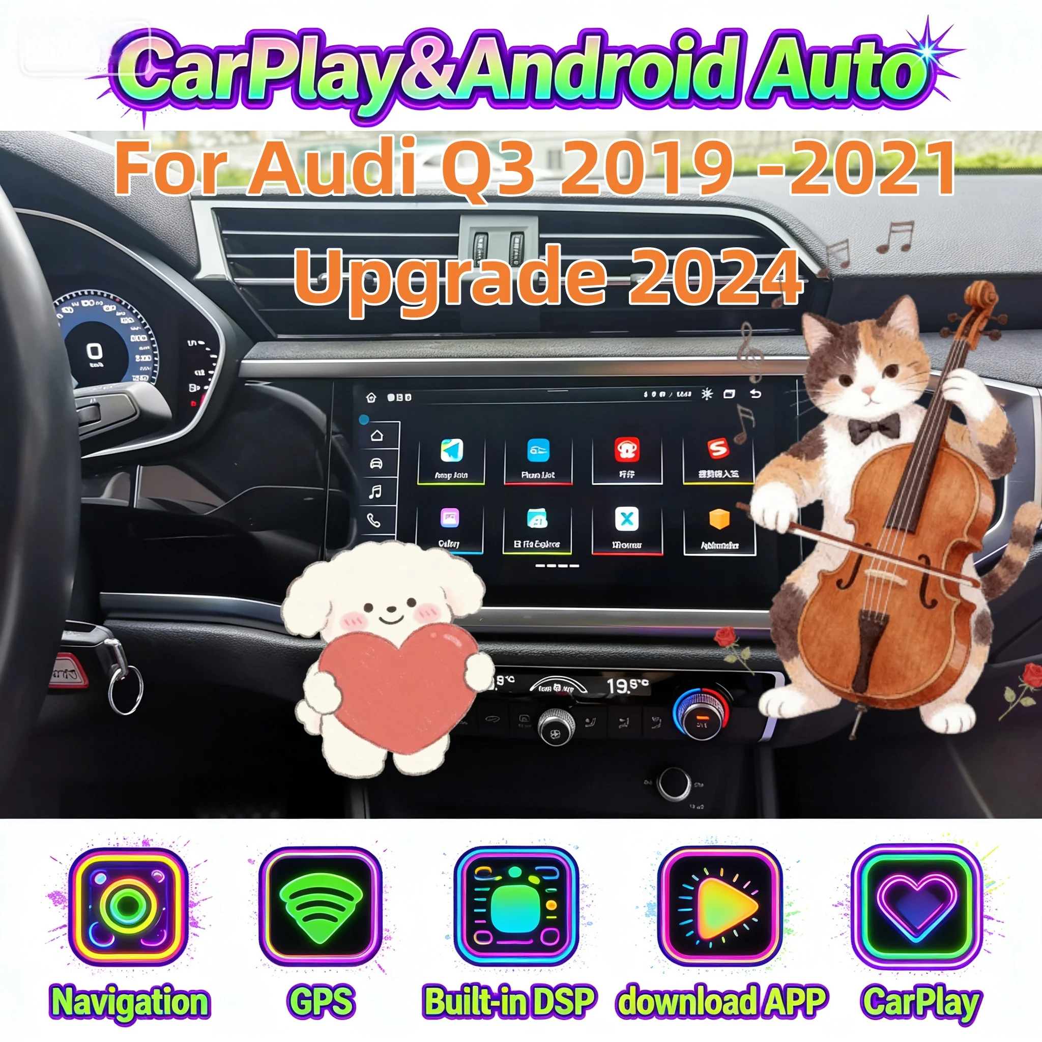 

Мультимедийный беспроводной CarPlay-плеер для Audi Q3 2019-2021, обновление 2024, Android-автомагнитола, стереоприемник, GPS-навигация, головное устройство