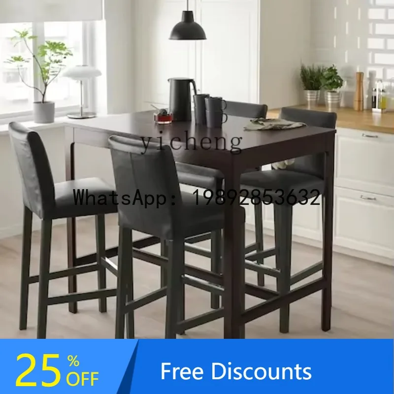 LYY  Bar Table Bar Stool Solid Ash Wood Simple Leisure Kitchen Restaurant Home
