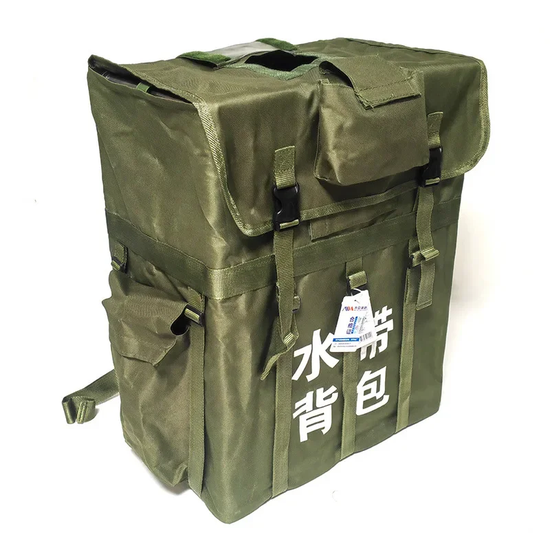DurableWater Hose Backpack Forest Fire Emergency Rescue Backpack Cloth Bag Thickened Canvas Stainless Steel Bracket Backpack