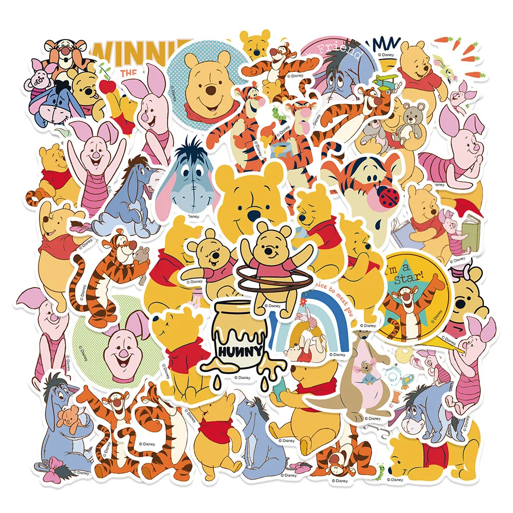 10/30/50pcs Disney Cartoon Winnie The Pooh Stickers Pooh Bear Piglet Sticker for Luggage Laptop Waterproof Decals Kids Toy Gift