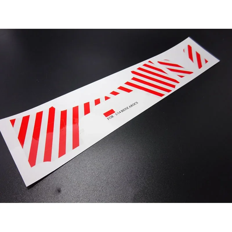 Front Chin Red and White Warning Strip Sticker Decorate for 1/14 LESU Tamiya RC Truck Trailer Tipper Scania Benz MAN Car Parts