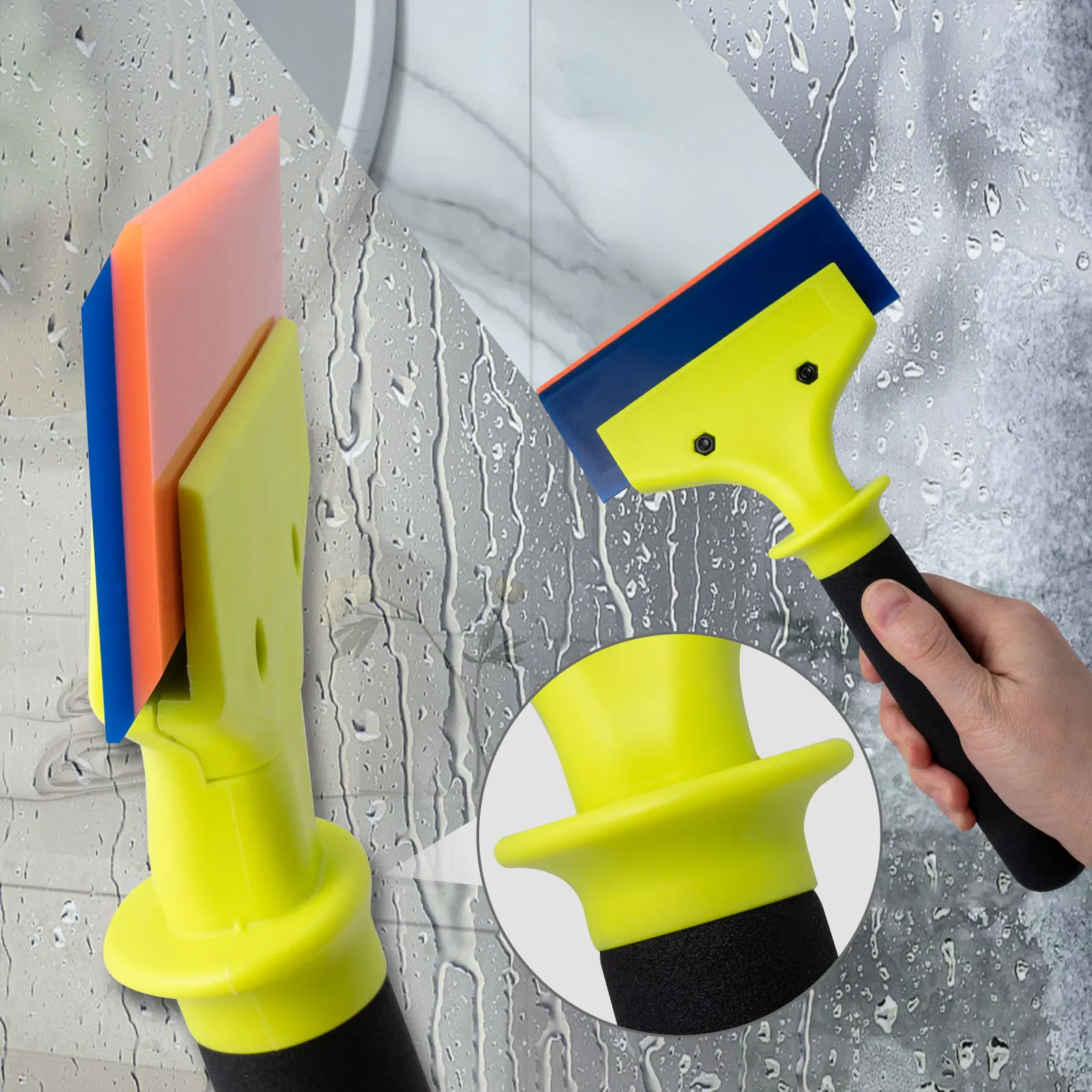 FOSHIO Nylon Handle Clean Squeegee For Car Windshield Water Removal Home Kitchen Glass Window Tint Soft Rubber Blade Ice Scraper