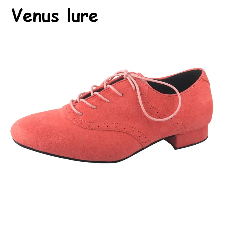 

New Men's Pink Suede Sole Dance Shoes 2.5CM Soft Suede Sole Lightweight Modern Ballroom Latin Dance Shoes Indoor Party Shoes