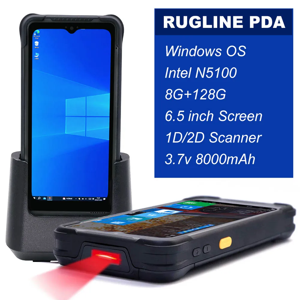 6.5 Inch Rugged Windows PDA Handheld Terminal Intel N5100 8G RAM 128G ROM 4G Lte Wifi Bluetooth 2D Scanner Mini Rugged Tablet