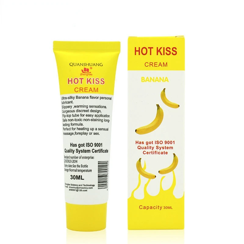 HOT KISS Banana Lubricant Edible Body Grease Oral Vaginal Anal Fruit Lubricant Penis Massage Oil Pain Relieving Love Gel