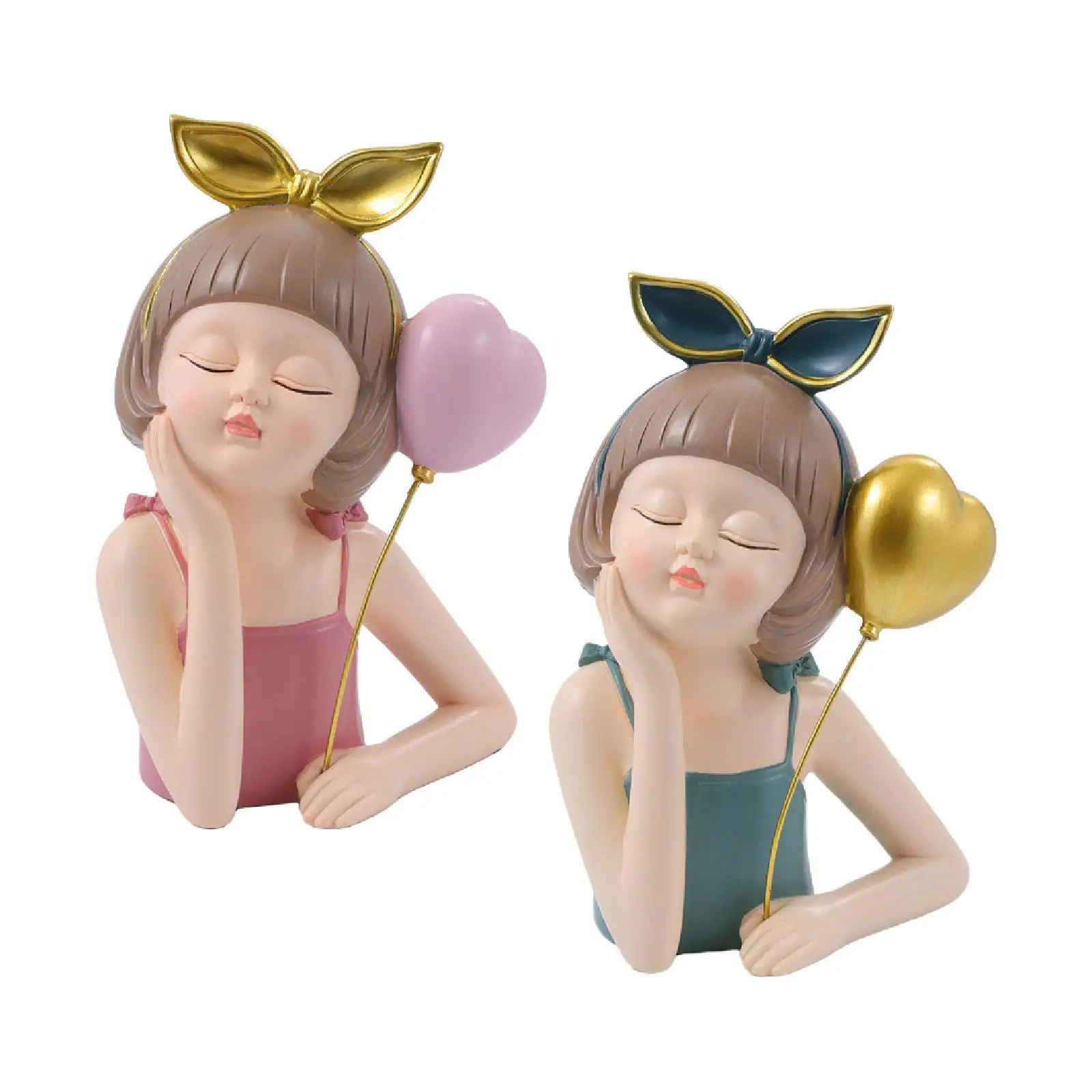 

Cartoon Girl Statue Artwork Tabletop Decoration for Bedroom Bookcase Porch