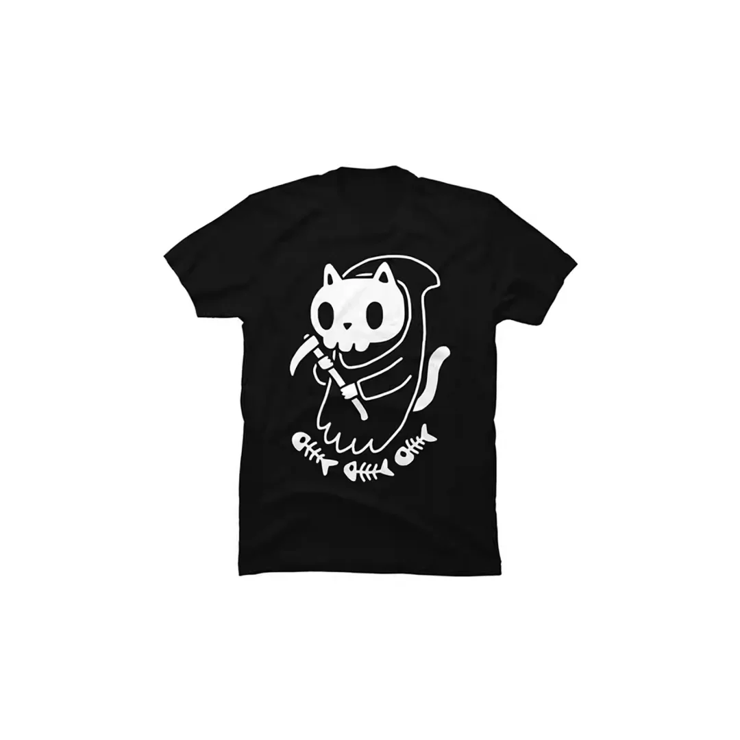 Футболка с рисунком Cat Death God на Хэллоуин, 3d принт, быстросохнущая, дышащая, удобная мужская и женская футболка Y2K для отдыха