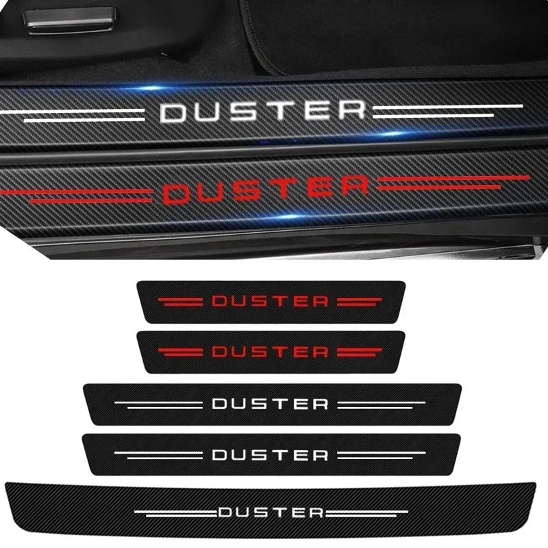 Car Door Threshold Sill Stickers for Dacia Duster Logo Carbon Fiber Trunk Bumper Scratch Guards Door Pedal Strips Accessories